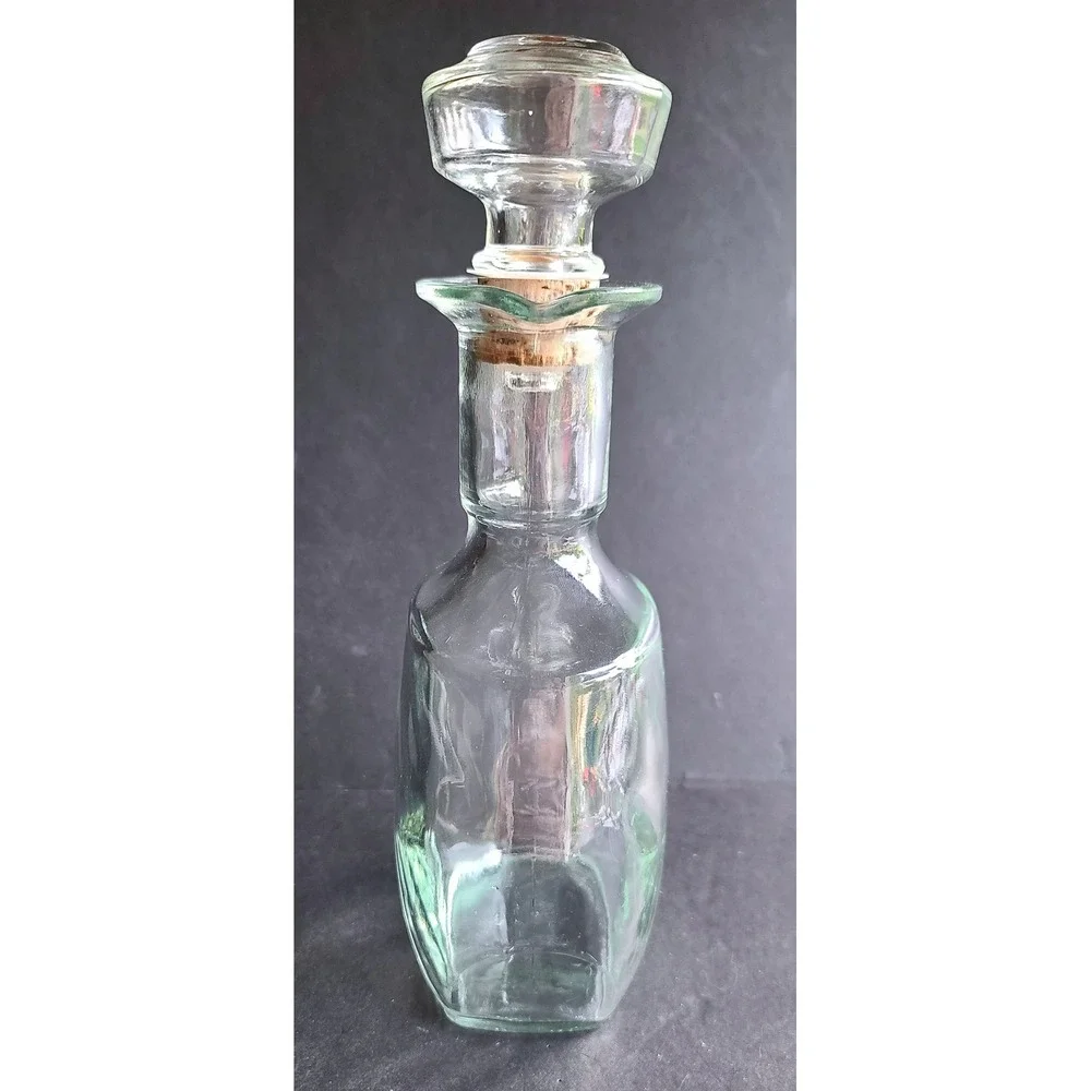 Vintage Clear Glass Decanter Stopper Embossed 10.5